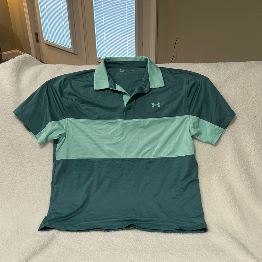 Under Armour Men's Teal and Mint Polo Shirt